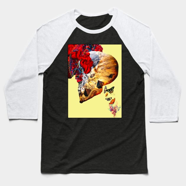 Sacred Geometry Flower Occult Mystic Egyptian Butterfly Skull Baseball T-Shirt by Glass Table Designs